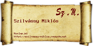 Szilvássy Miklós névjegykártya