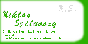 miklos szilvassy business card
